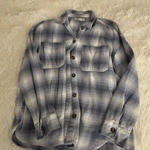 Hollister Casual Blue and White Plaid Shirt